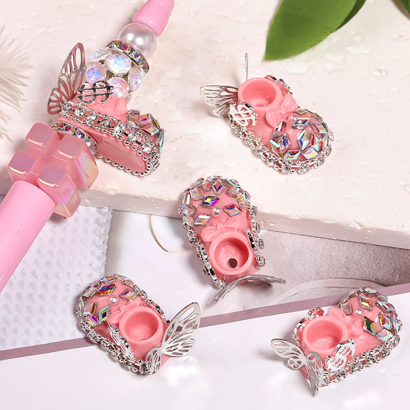 Wholesale 10PCS Resin Camellia Crystal Shoes with Full Diamond Beads
